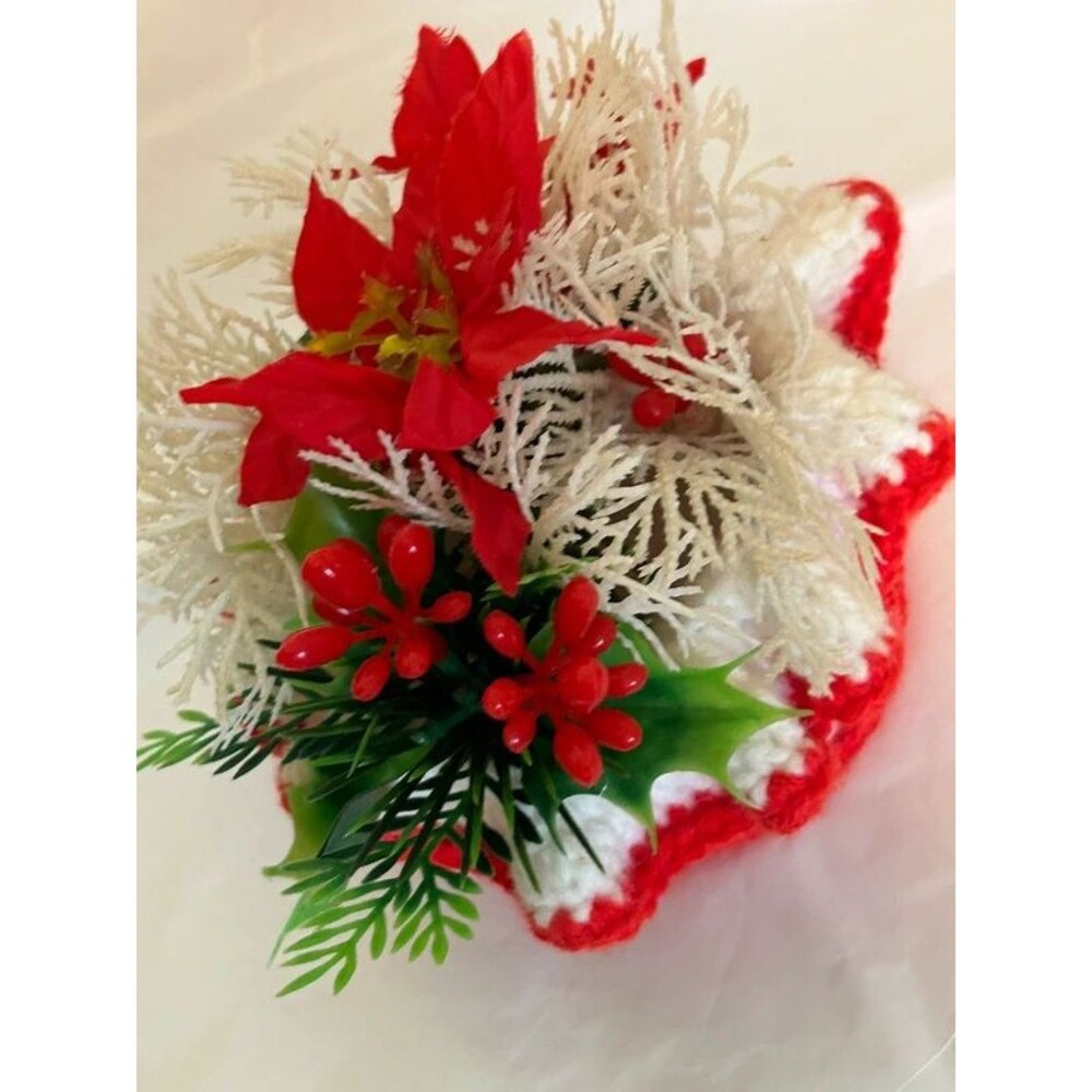 Vintage Christmas Decor Poinsettia Flower Arrangement